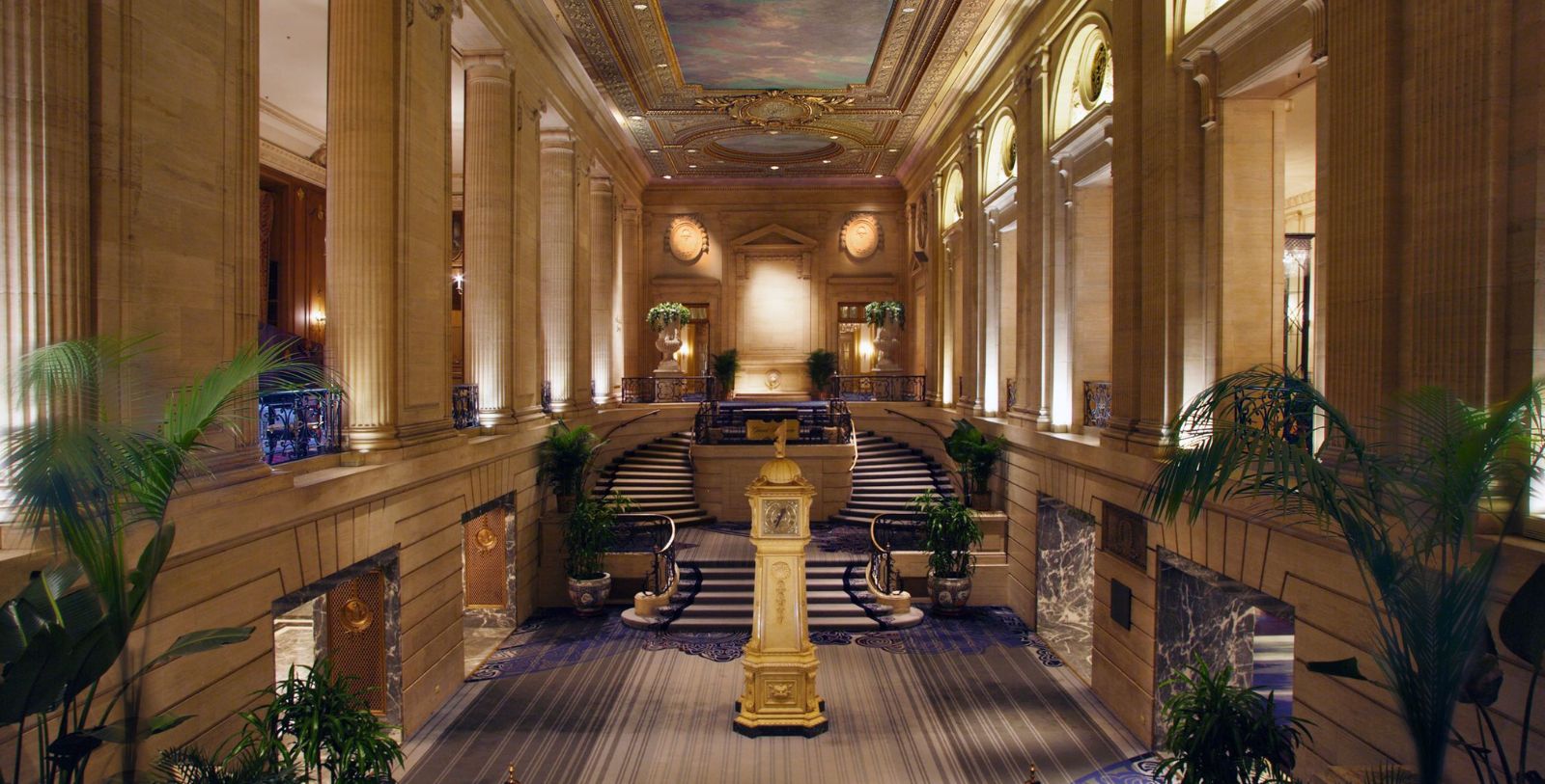 a clock in a building