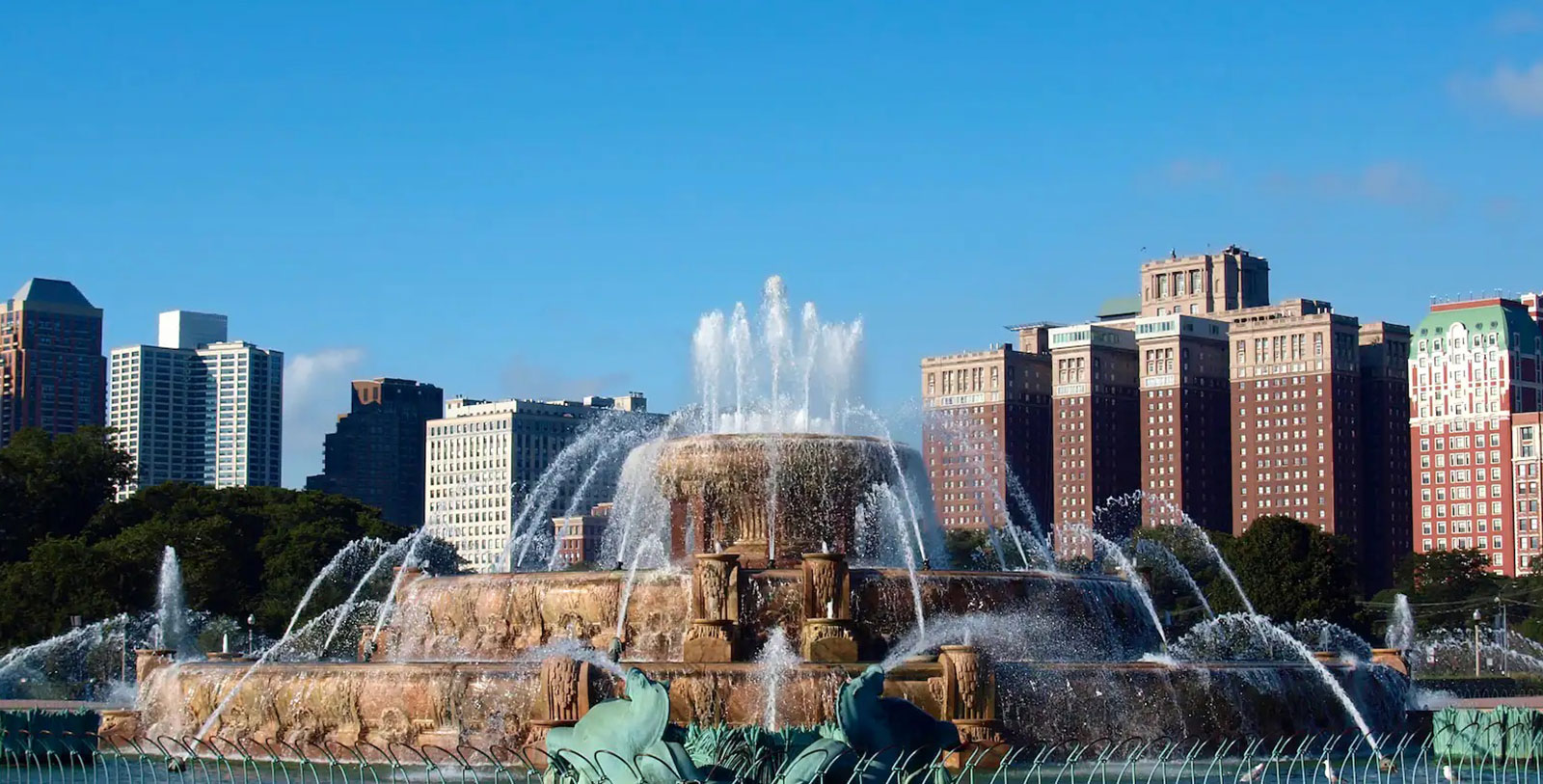 a large fountain with water spraying out of it