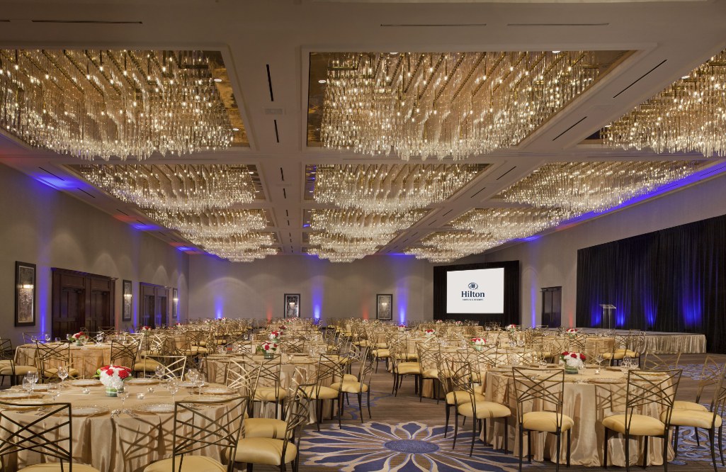 a room with tables and chairs