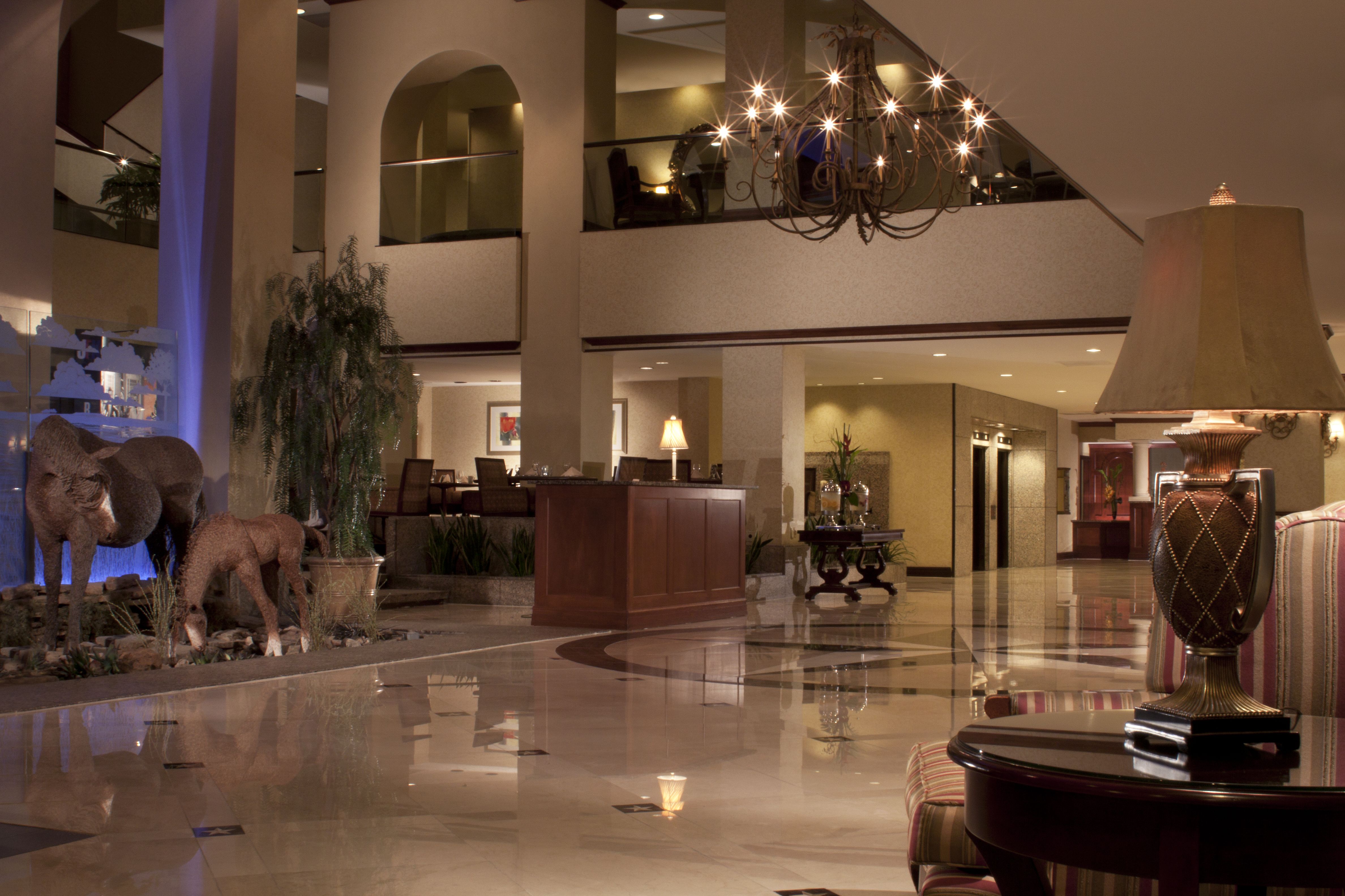 a lobby of a hotel