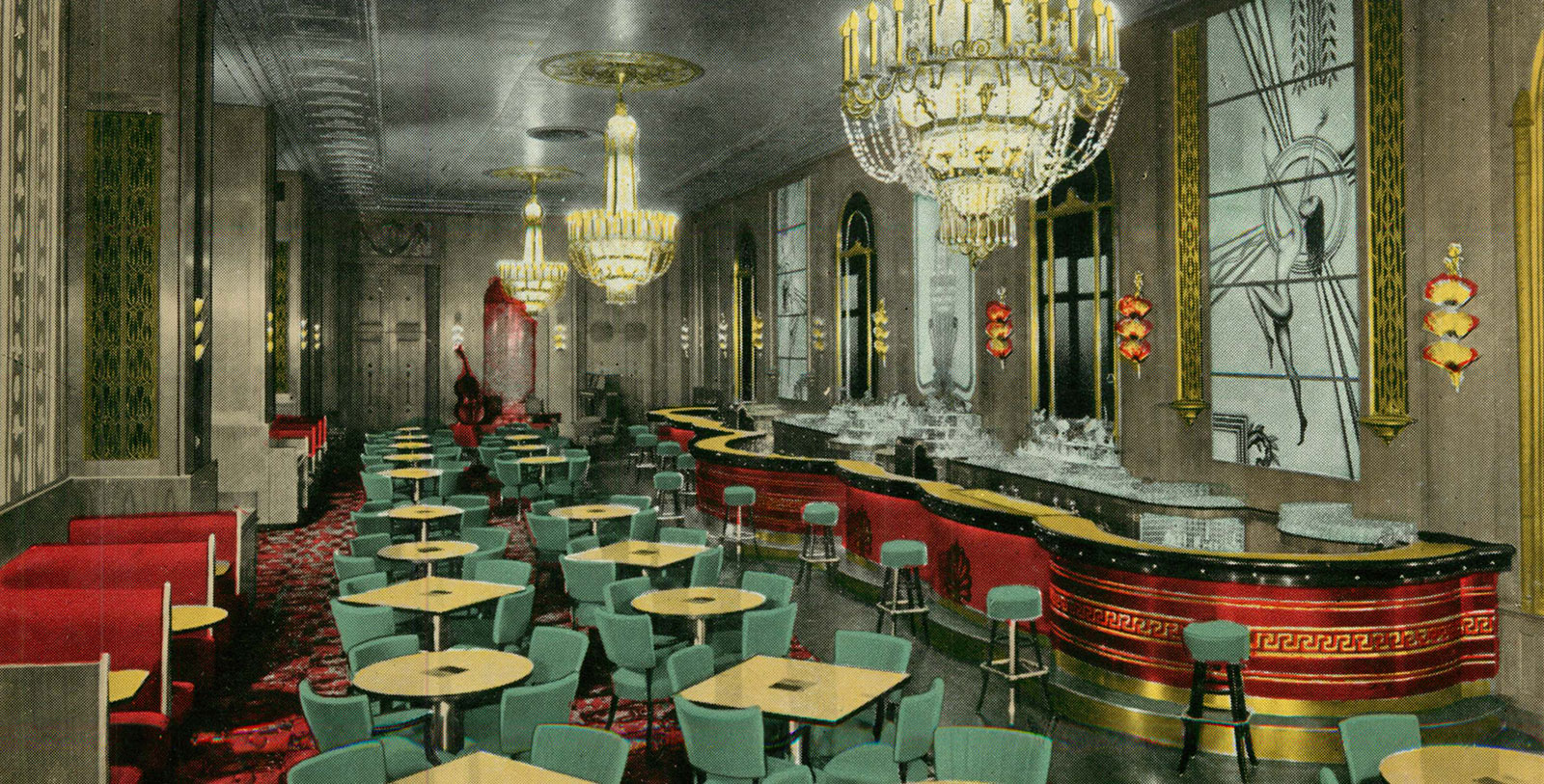 a room with tables and chairs