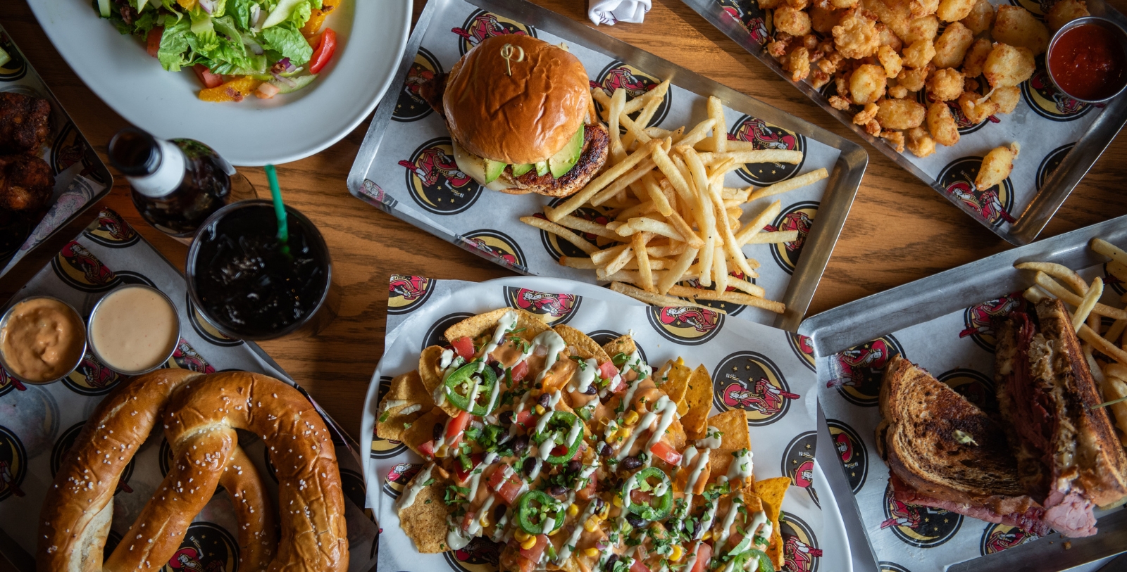 a table with plates of food