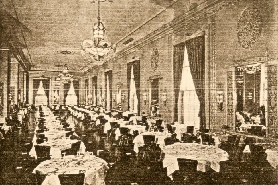 a room with tables and chairs