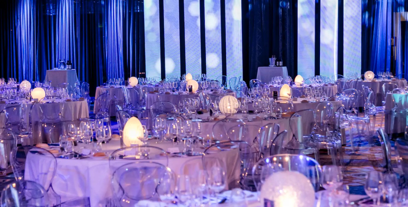 a room with tables and chairs