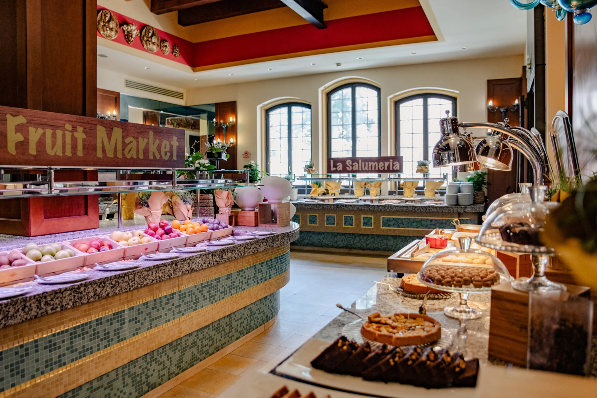 a food buffet in a restaurant