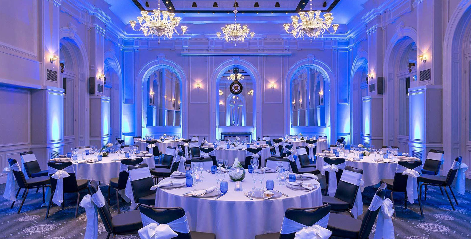 a room with tables and chairs