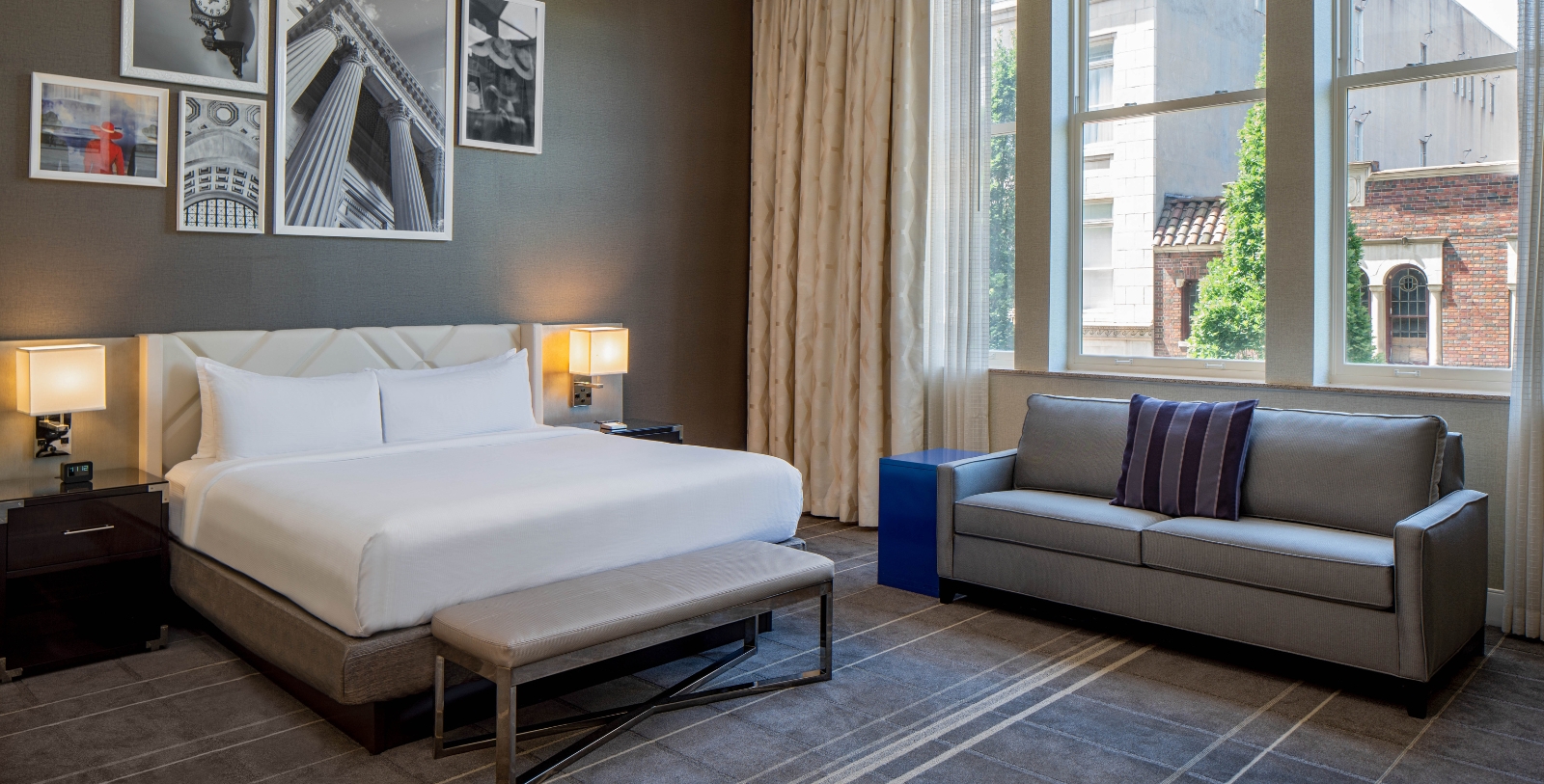a room with a bed and a couch