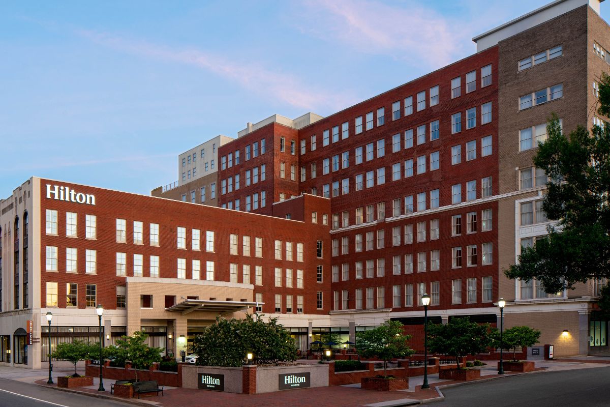 a large brick building with many windows