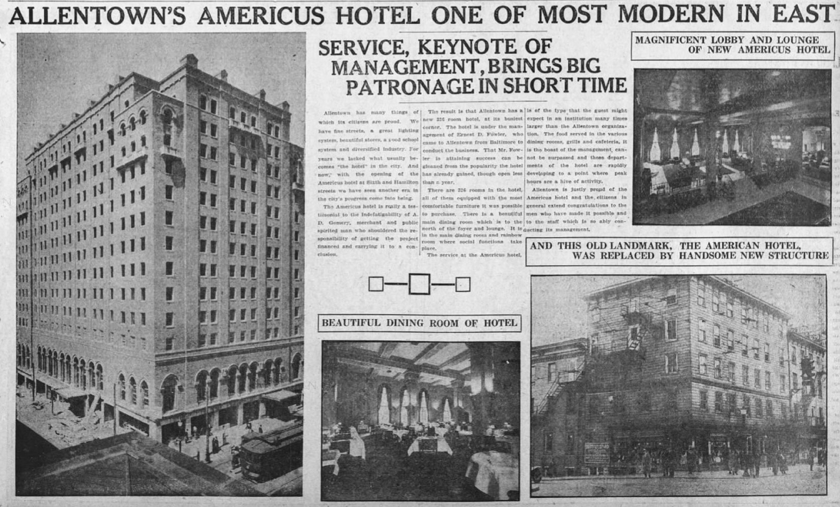 a newspaper article of a hotel
