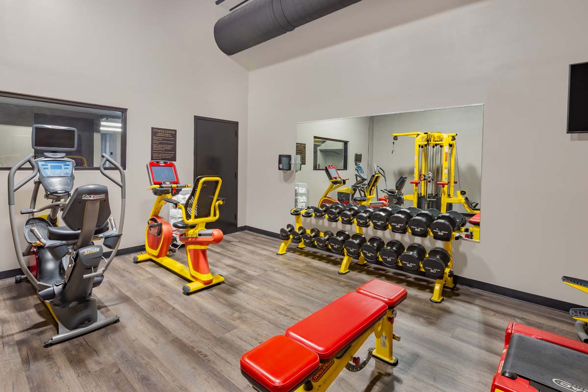 a room with exercise equipment