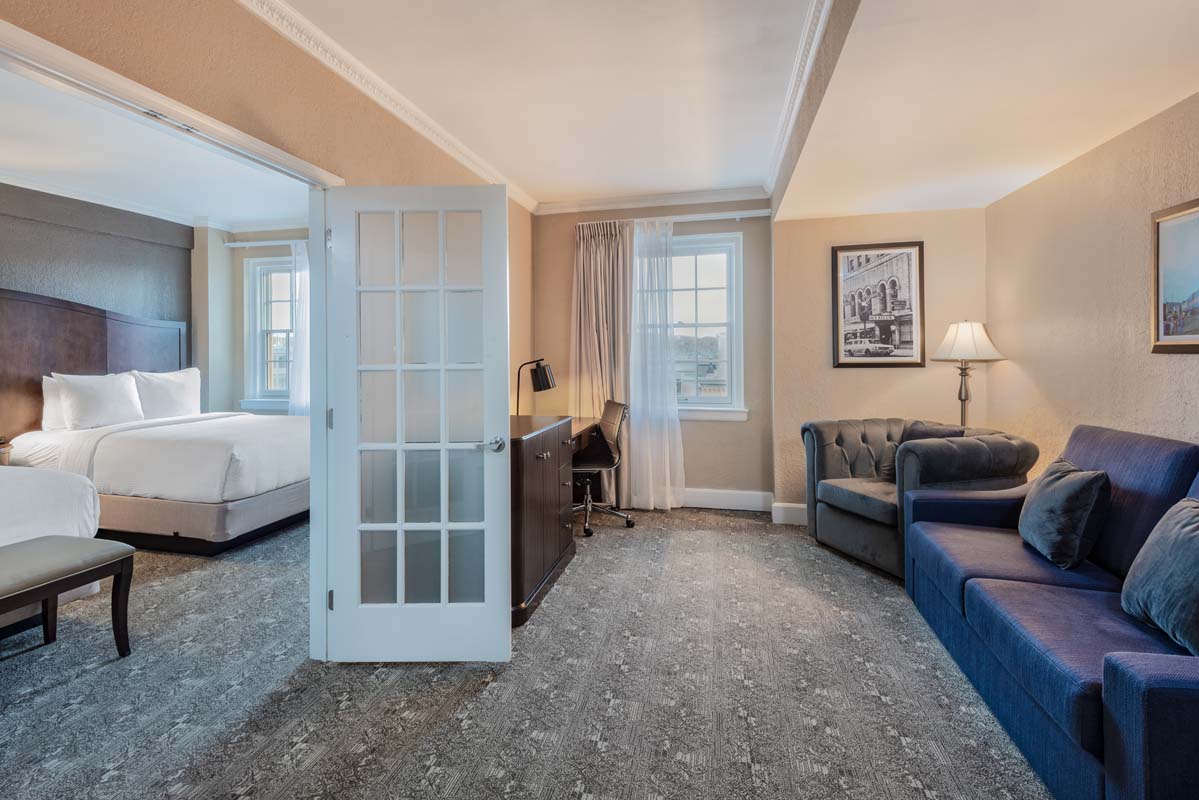 a room with a bed and a couch