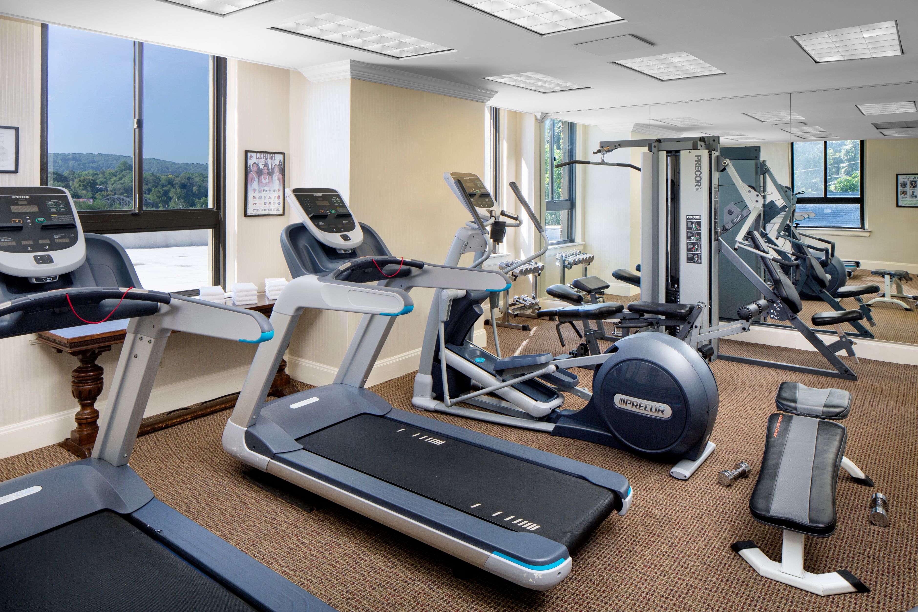 a room with exercise equipment
