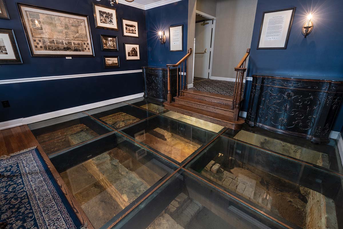 a glass floor in a room