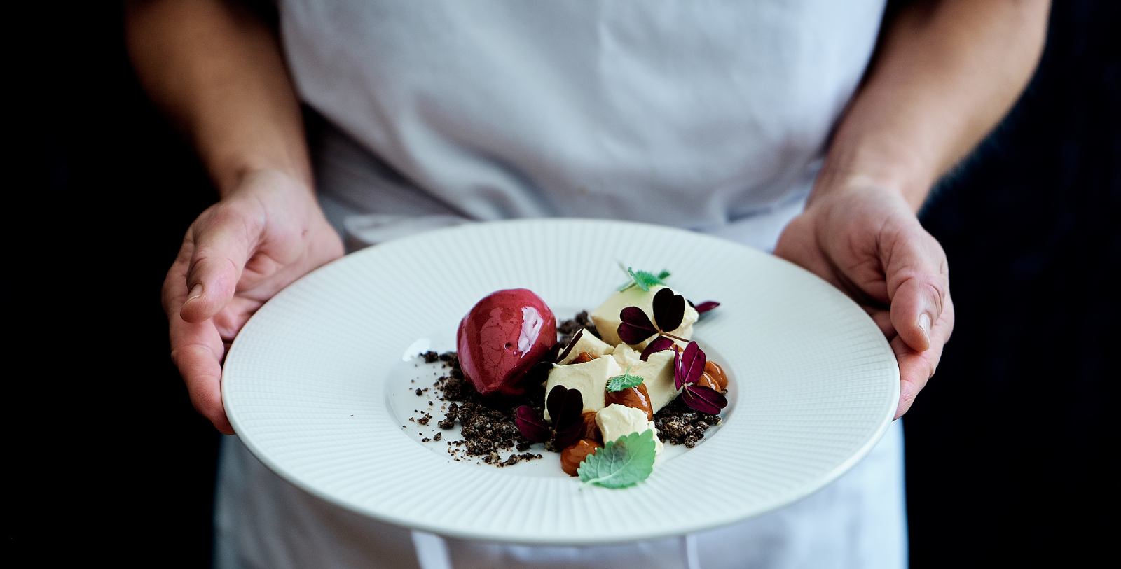 a person holding a plate of food