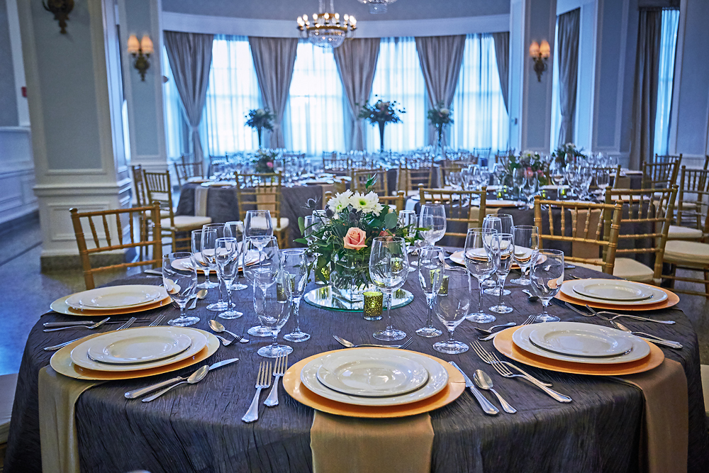 a table set for a banquet