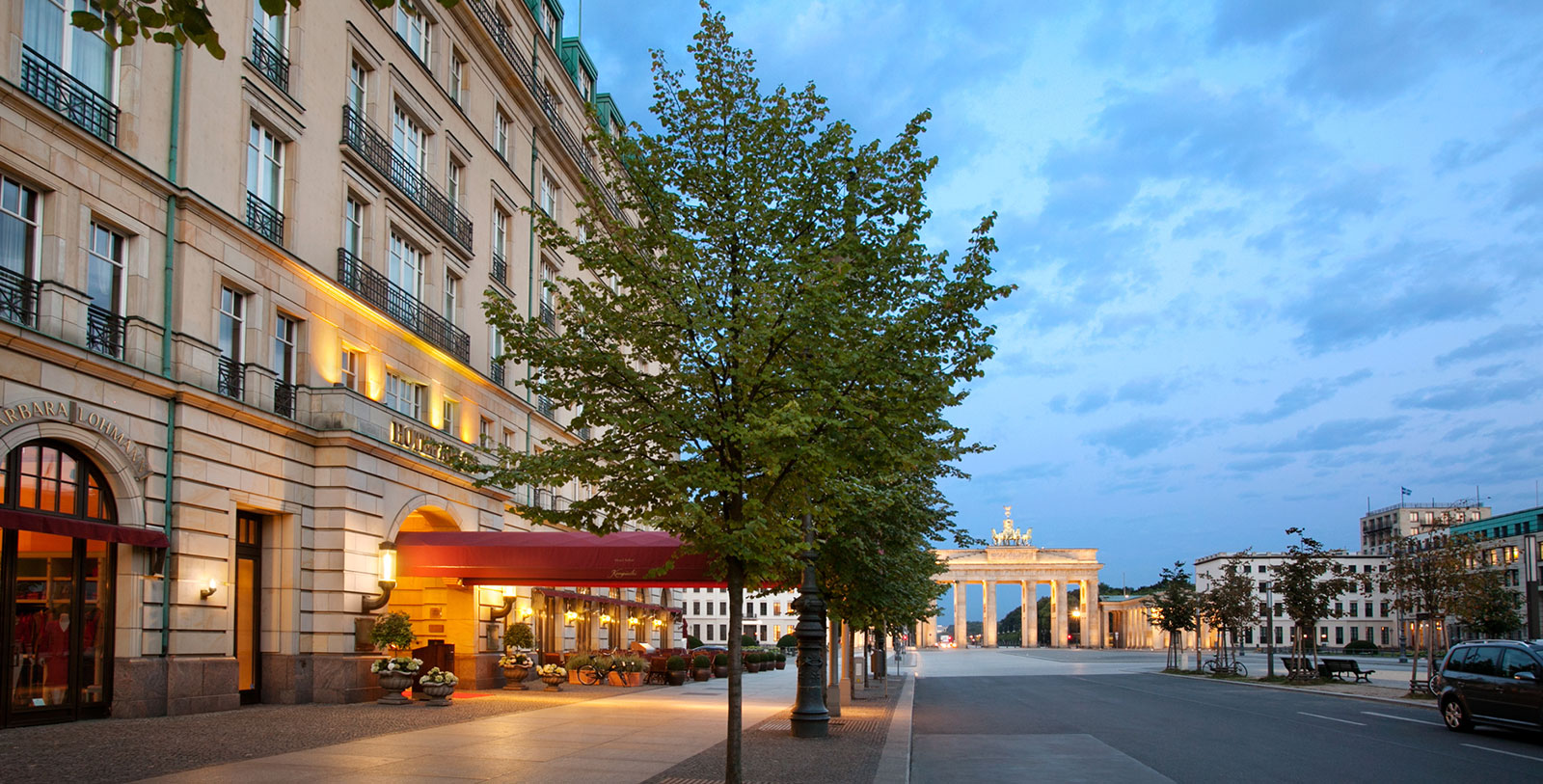 a street with trees and buildings
