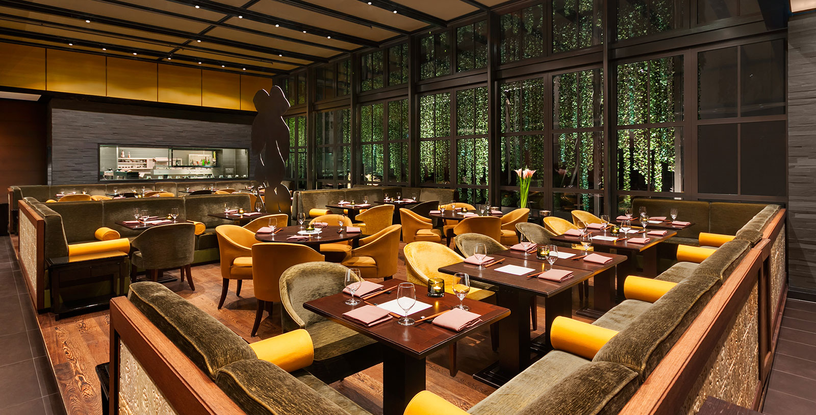 a restaurant with tables and chairs