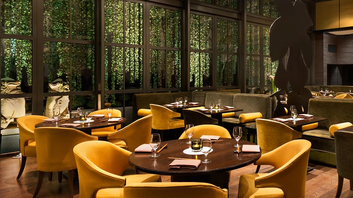 a room with tables and chairs