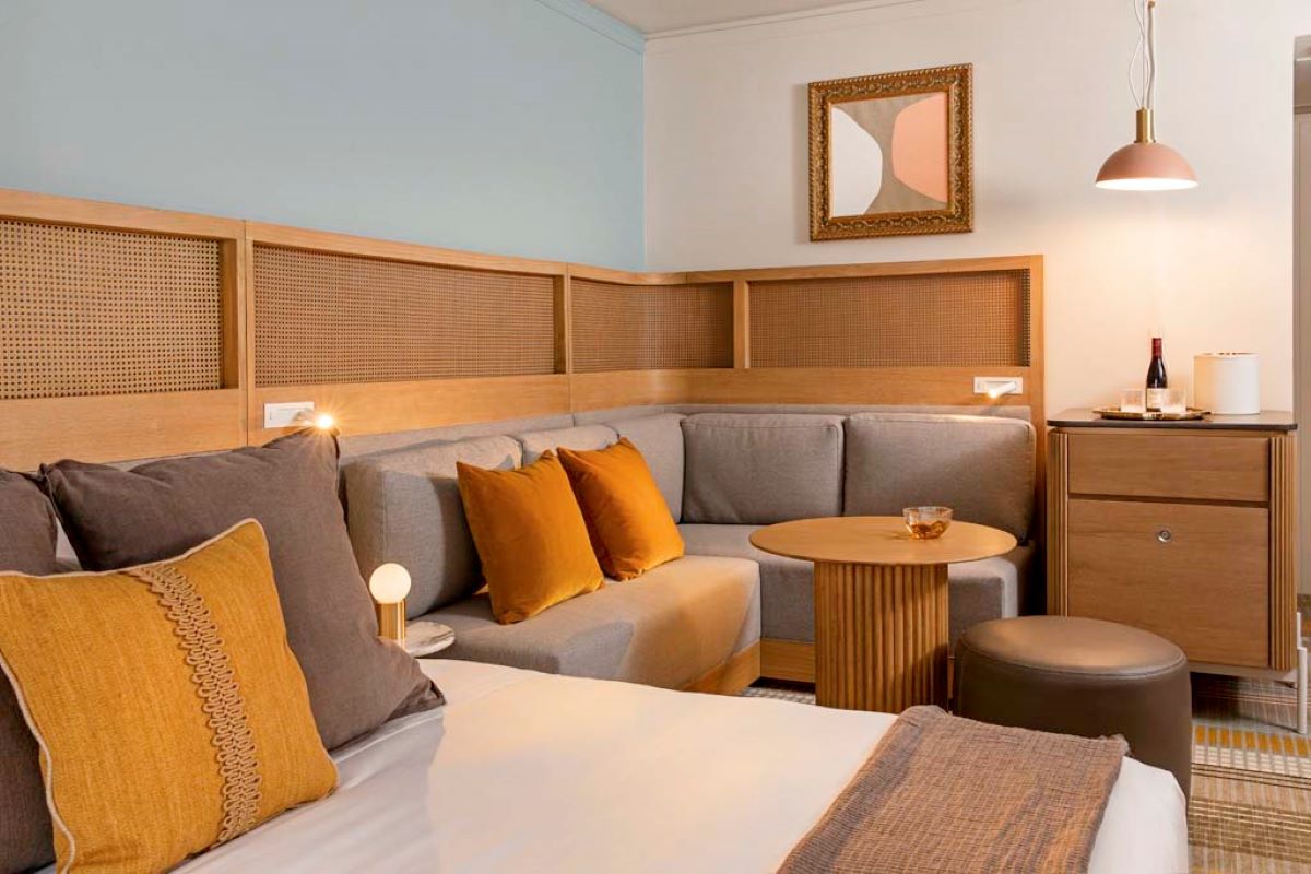 a room with a bed and a couch