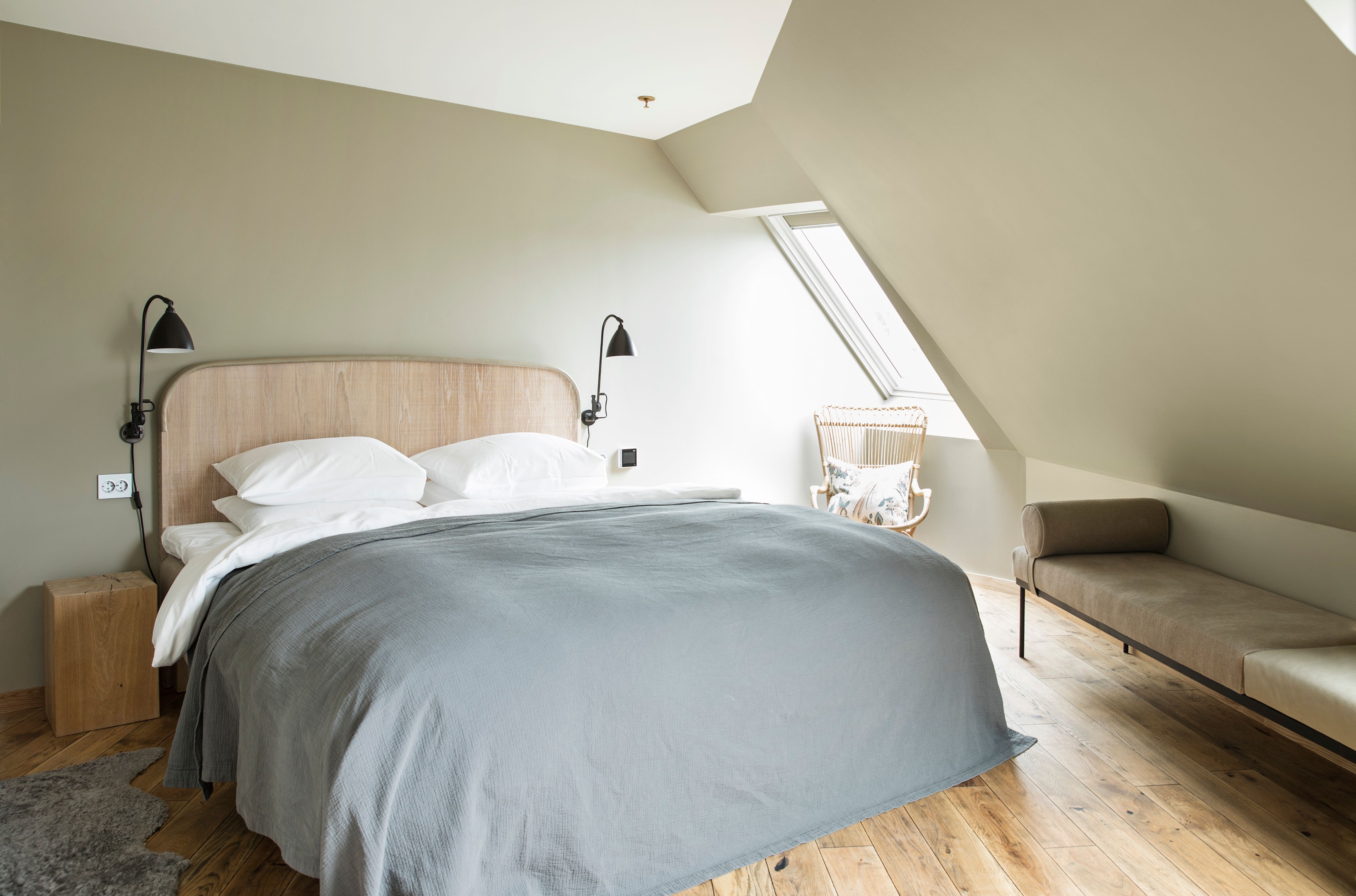 a bed in a room