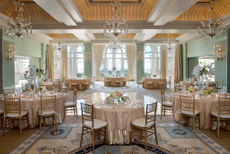 a large room with tables and chairs