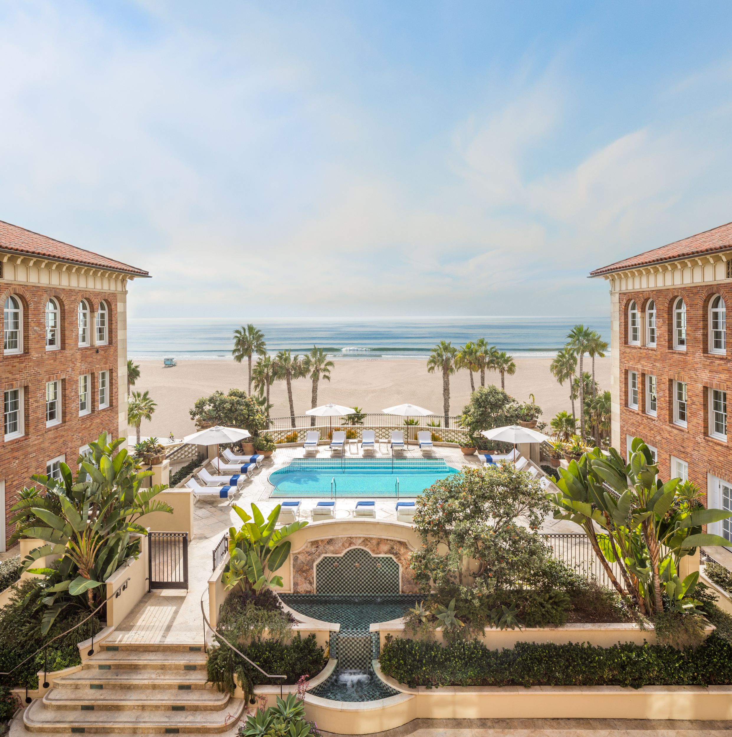 a pool in a hotel