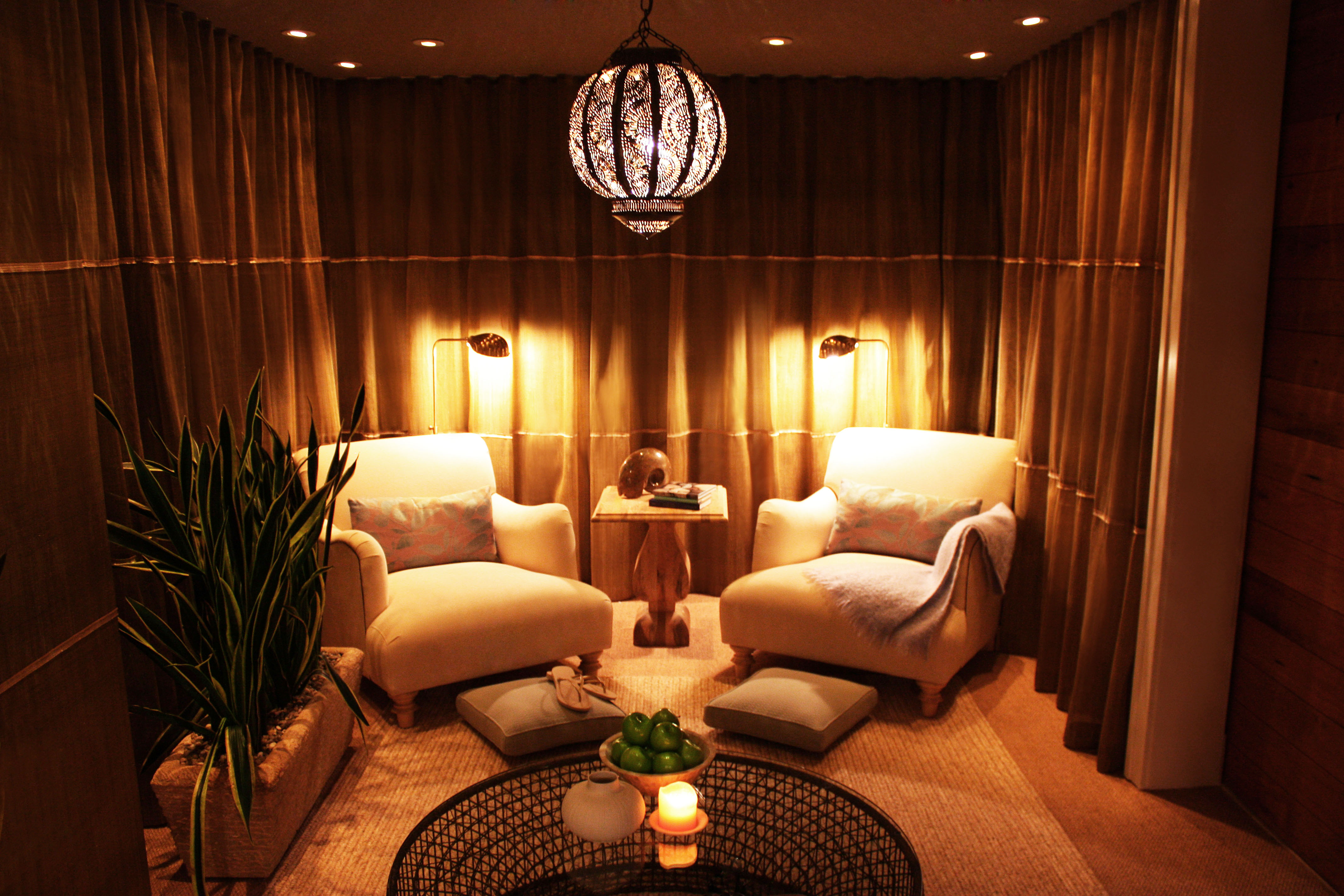 a room with two chairs and a table