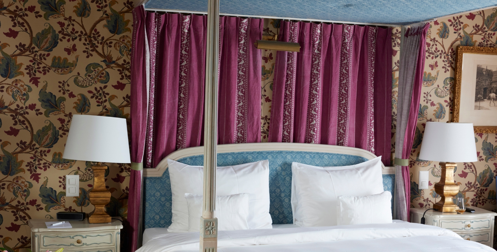a bed with a canopy over it