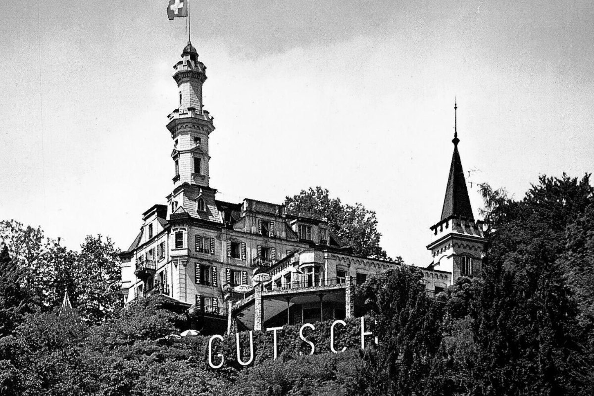 a building with a flag on top