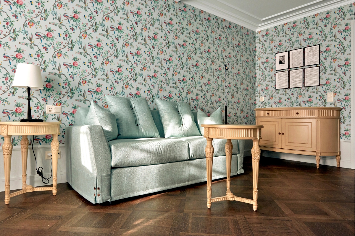 a couch and a table in a room