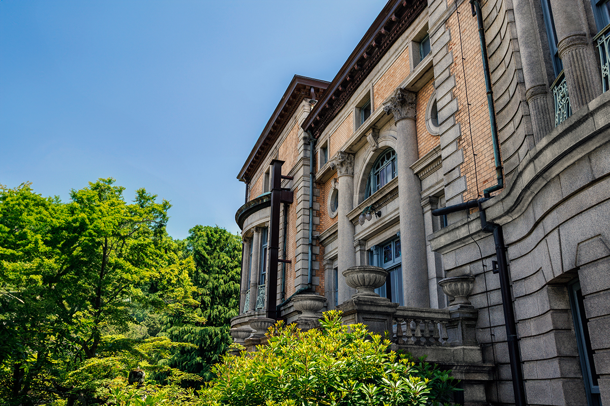 a building with trees in the background