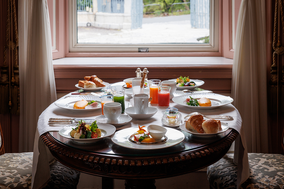 a table with food on it