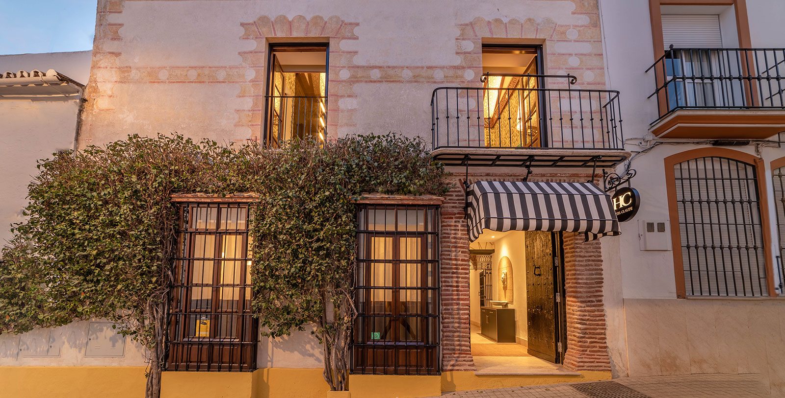 a building with a balcony and a door