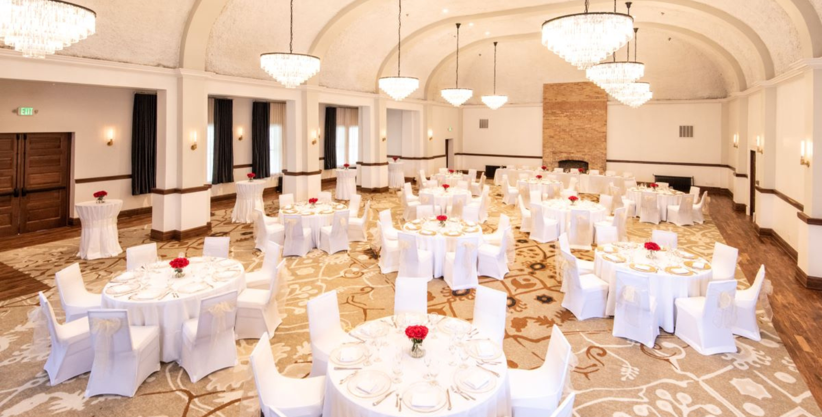 a room with tables and chairs