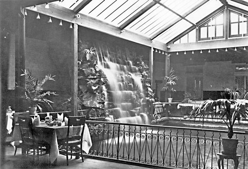 a waterfall in a room