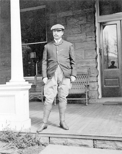 a man standing outside a building