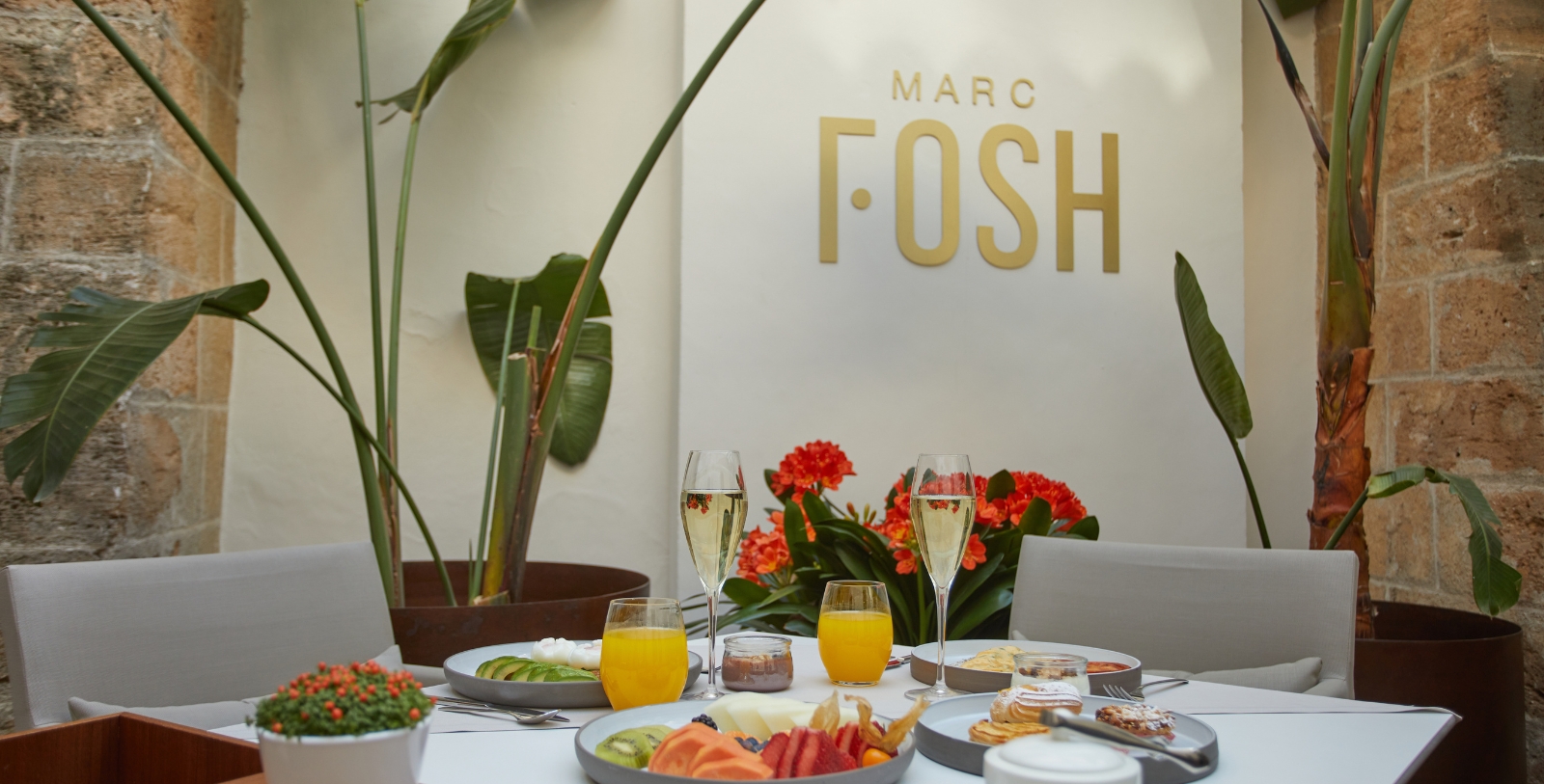a table with food on it
