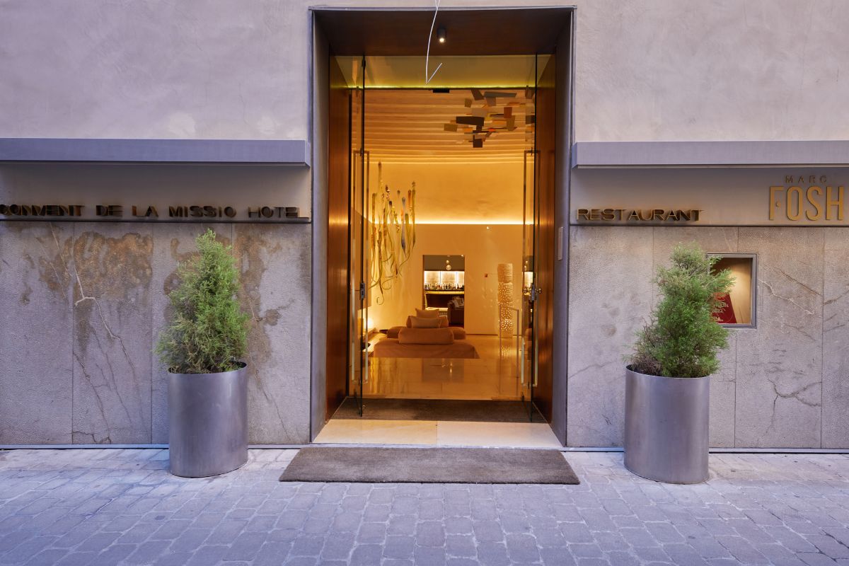 a glass door to a hotel