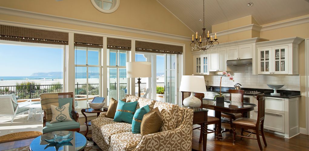 a living room with a couch and a table