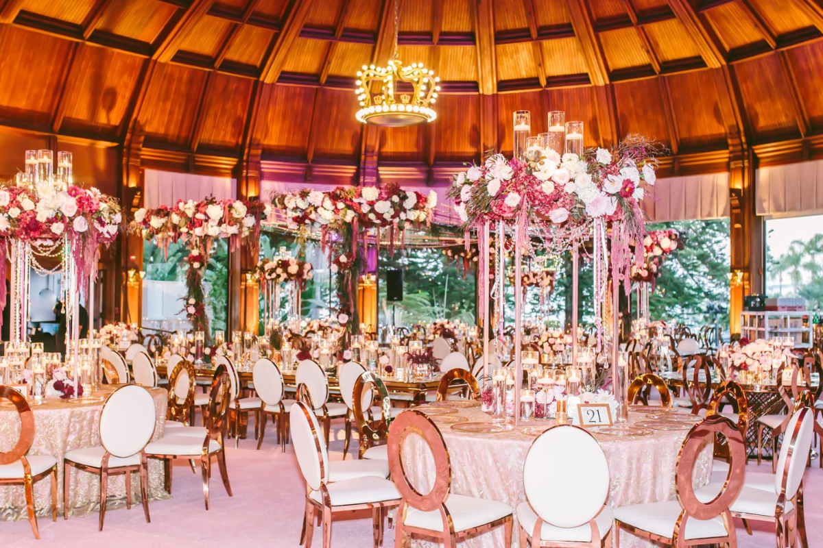 a room with tables and chairs