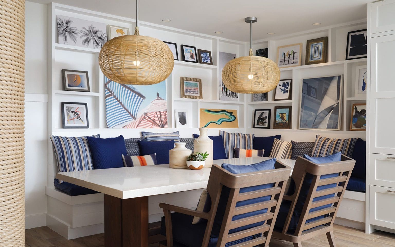 a room with a table and chairs