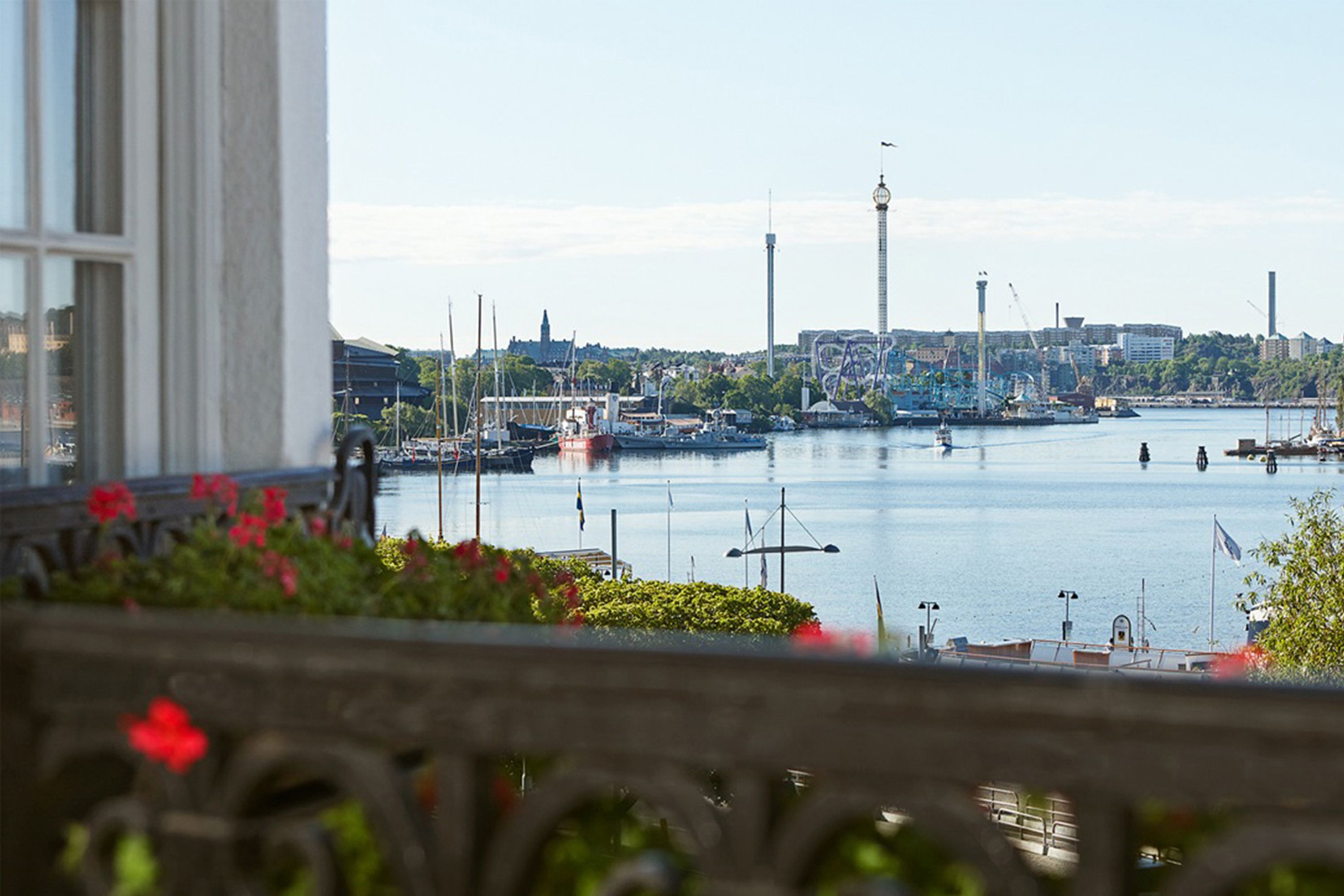a view of a city from a balcony