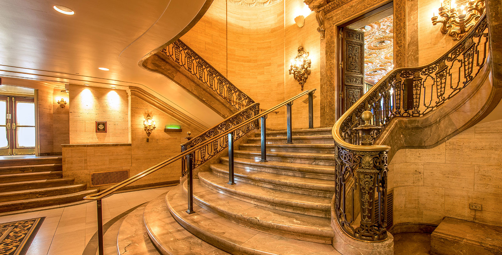 a staircase with a railing