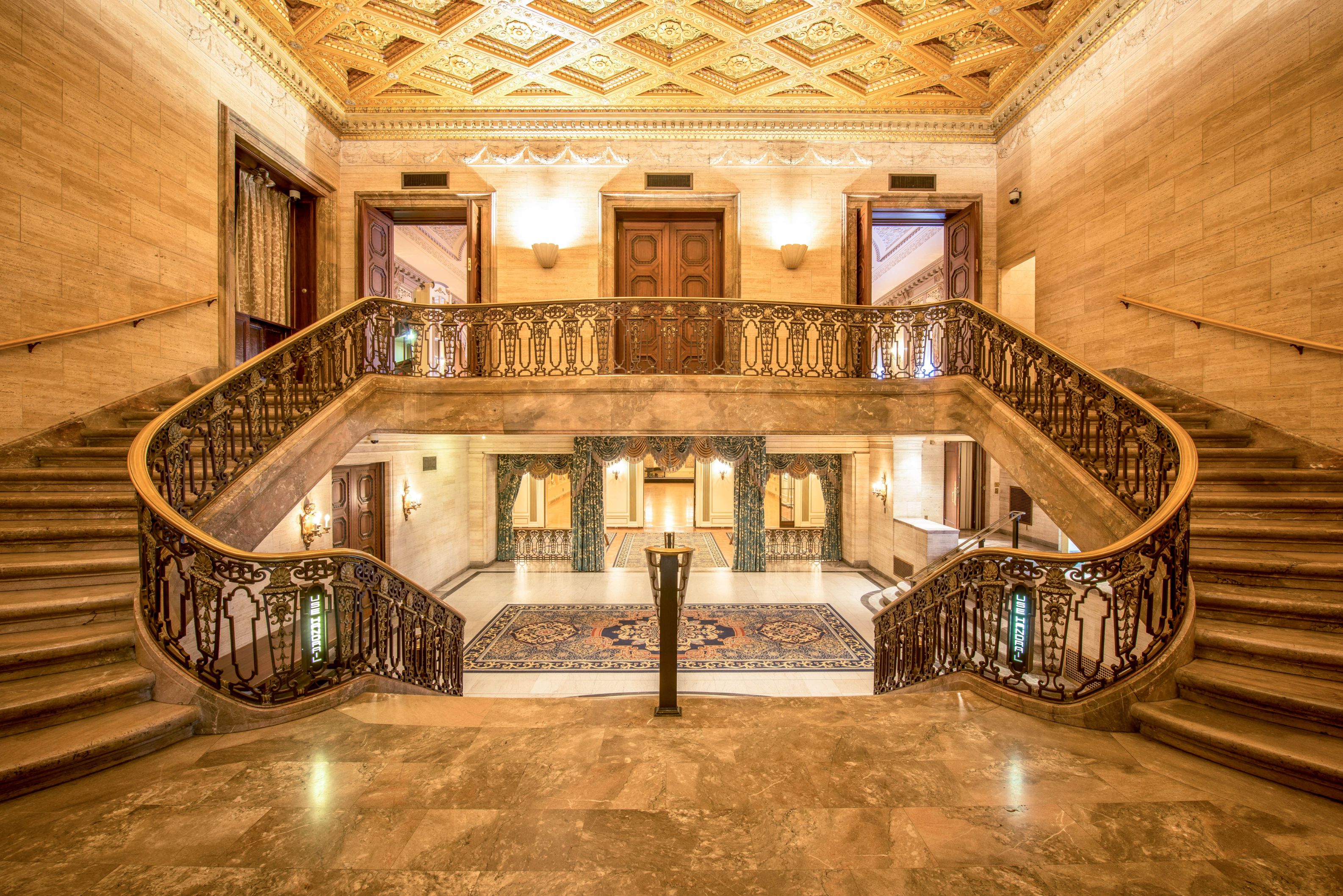 a staircase in a building