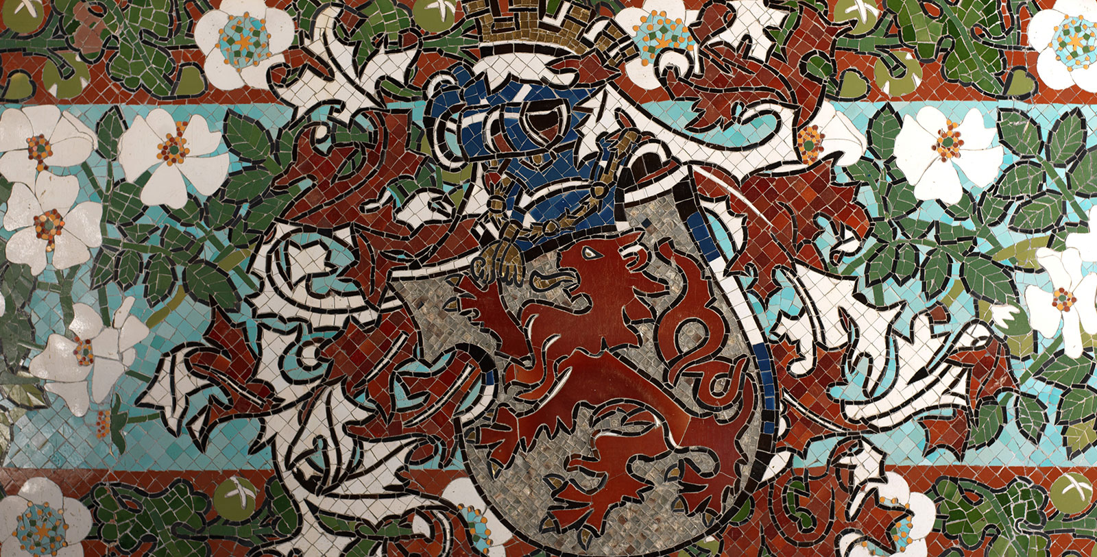 a mosaic of a lion