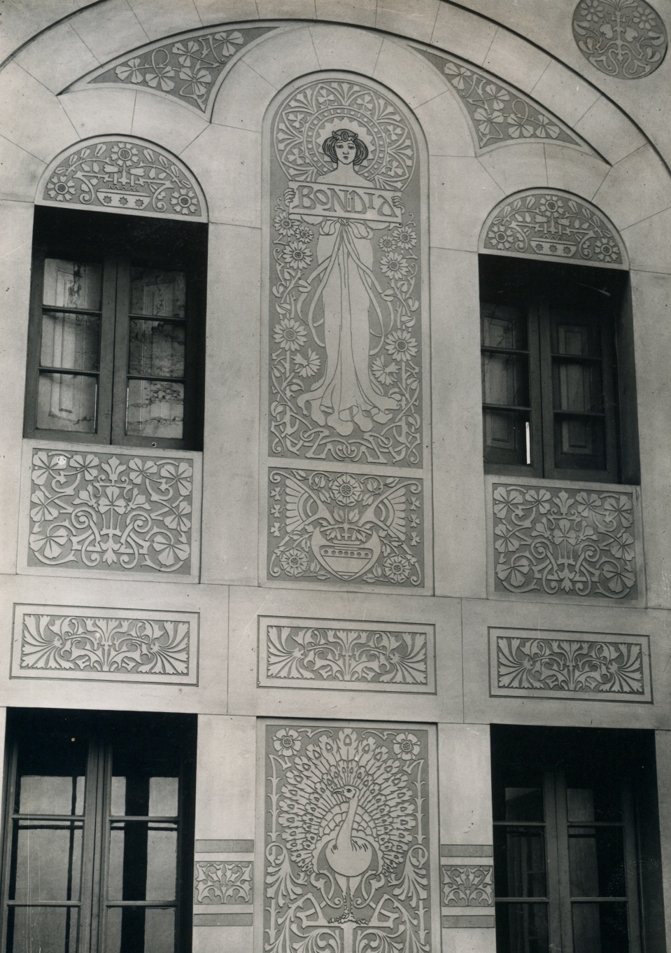 a building with art work on the side