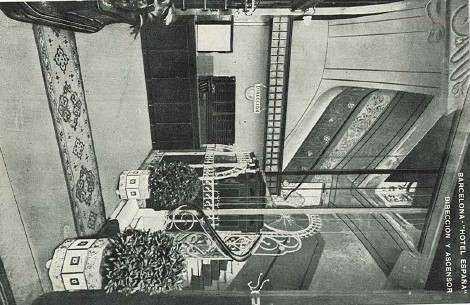 a black and white photo of a staircase