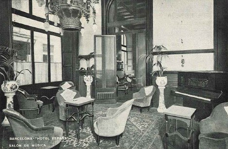 a room with chairs and tables