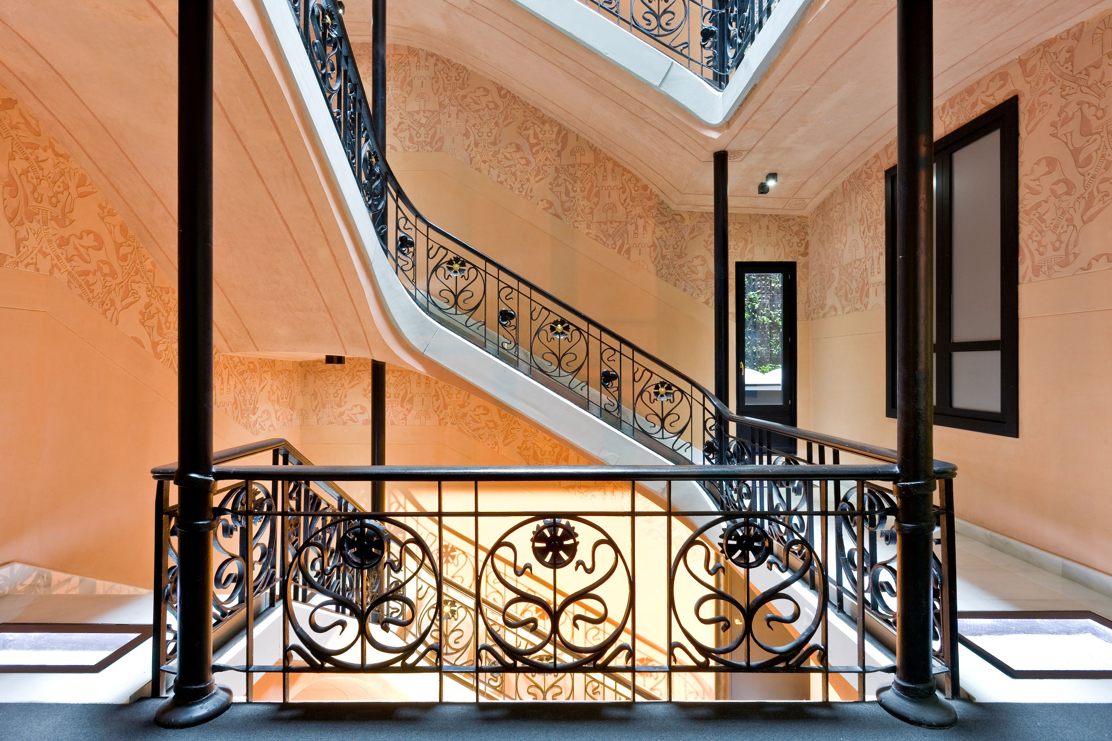 a staircase with a railing