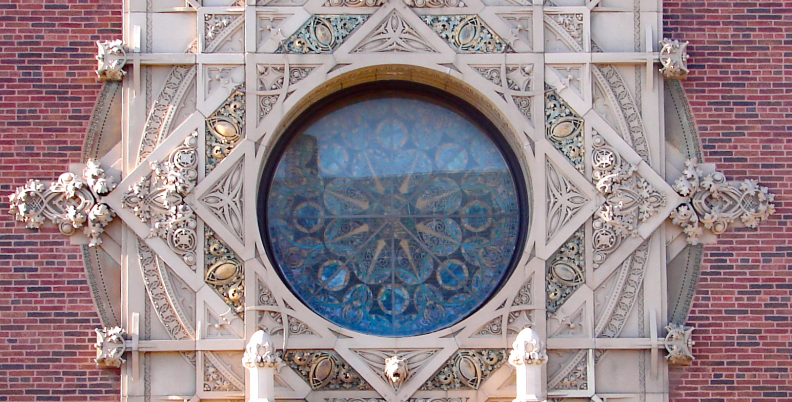 a circular window on a building